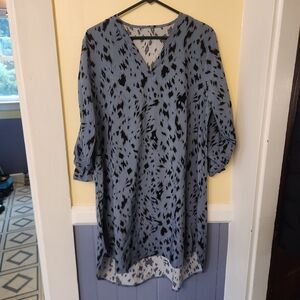 Stylish Blue Patterned Women's Dress